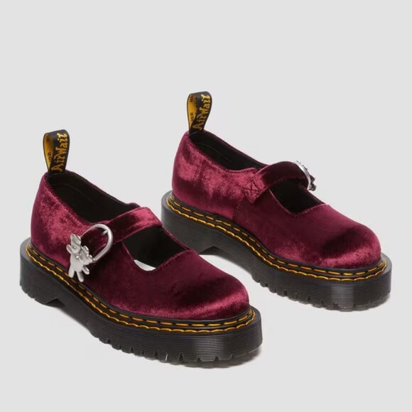 Dr. Martens Addina Heaven by Marc Jacobs Velvet Shoes in Cherry Red 8 NWT